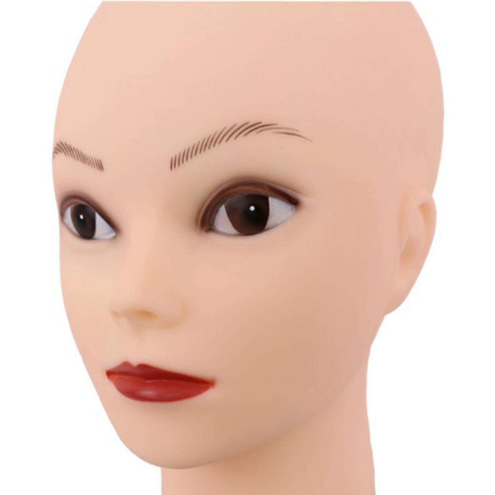 Mannequin Head Makeup Practice Cosmetology Mannequin Doll Face Head for Eyelashes Makeup Practice Display Hats Glasses with Holder White Makeup, Size